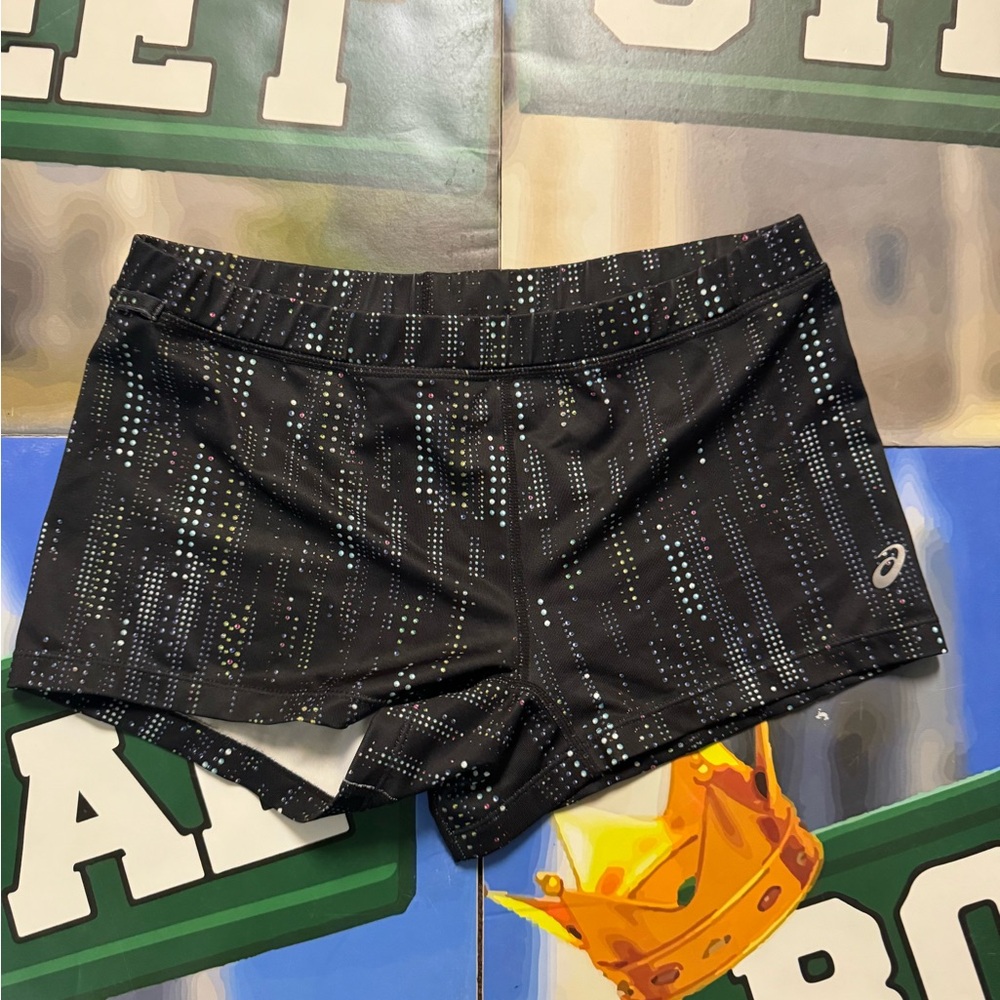 Asics Women's Black Patterned Athletic Shorts
